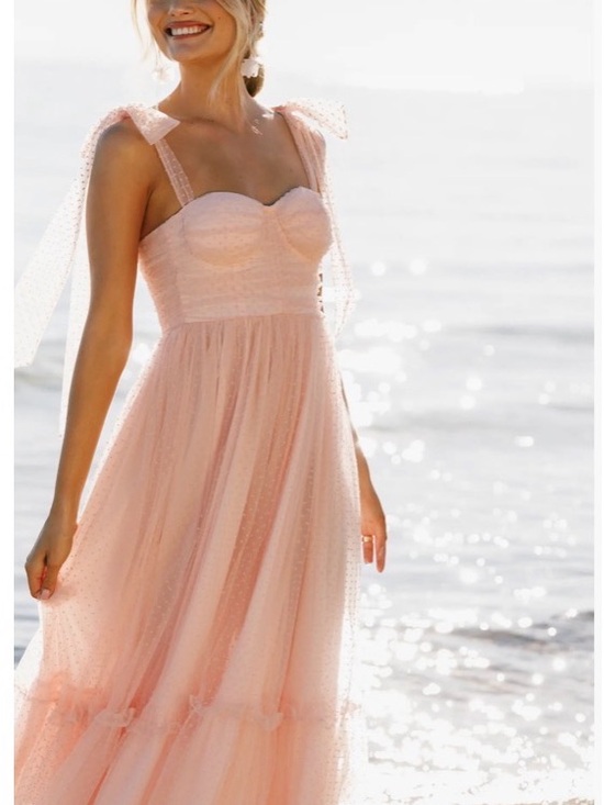 Petal & Pup Dresses & Skirts - Petal & Pup - Pink Tulle Maxi Dress with Bow Straps